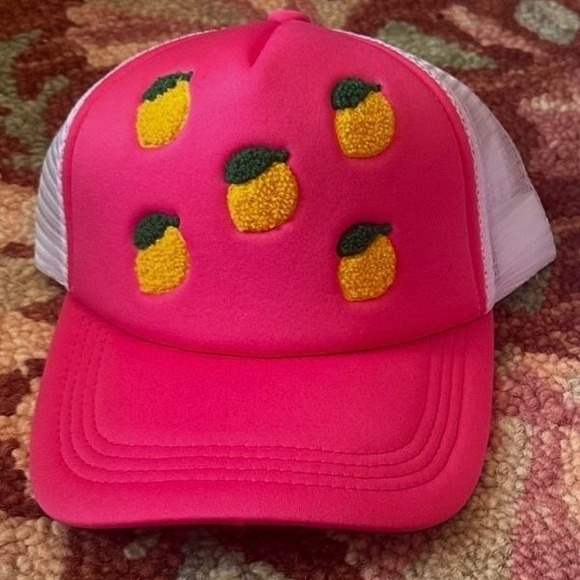 Accessories - Pink Lemon Embroidery Foam Trucker Hat Mesh Back Snapback Baseball Cap Women